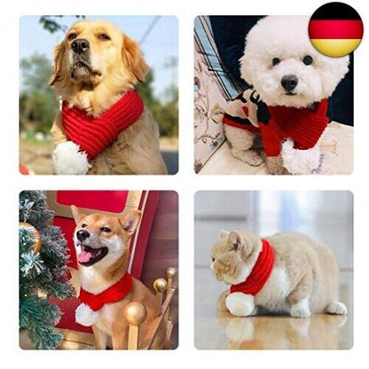 PEDOMUS Haustier Kostüm Weihnachten Schal Rot Pet Schal Haustier Bekleidung Für